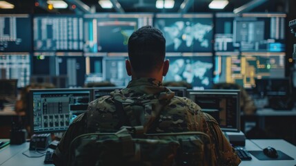 Military Personnel Monitoring Data on Monitors