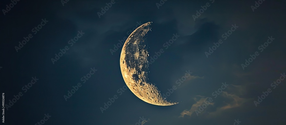 Poster Soft effect of crescent moon against a dark sky with copy space image