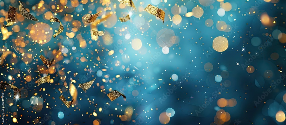 Poster prepare for the holidays with a trendy phantom blue background adorned with gold sparkles confetti a