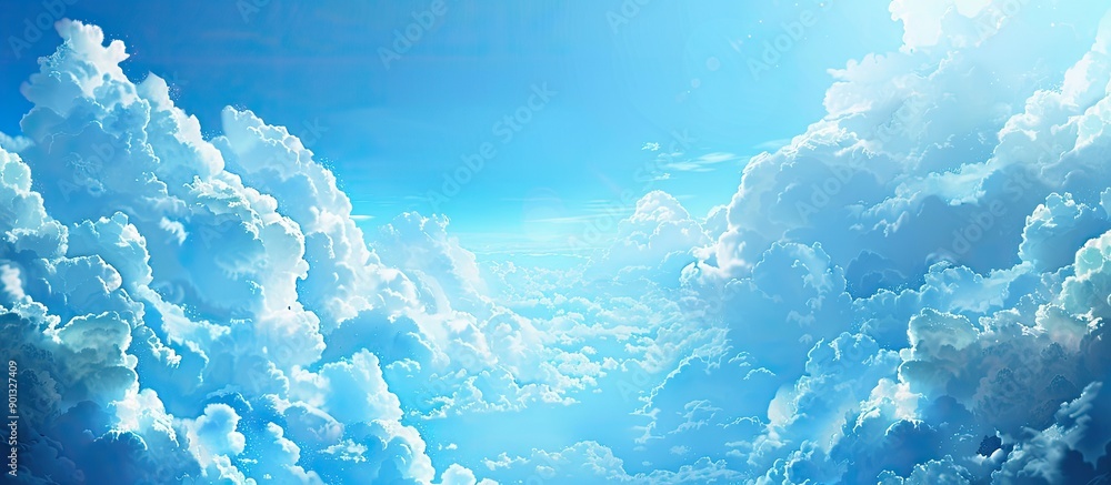 Fototapete Empty space for text in a blue sky with high clouds copy space image