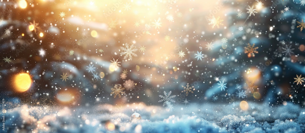 Aufkleber a snowy christmas backdrop featuring blurred effects snowflake descent and sunbeams ideal for a copy