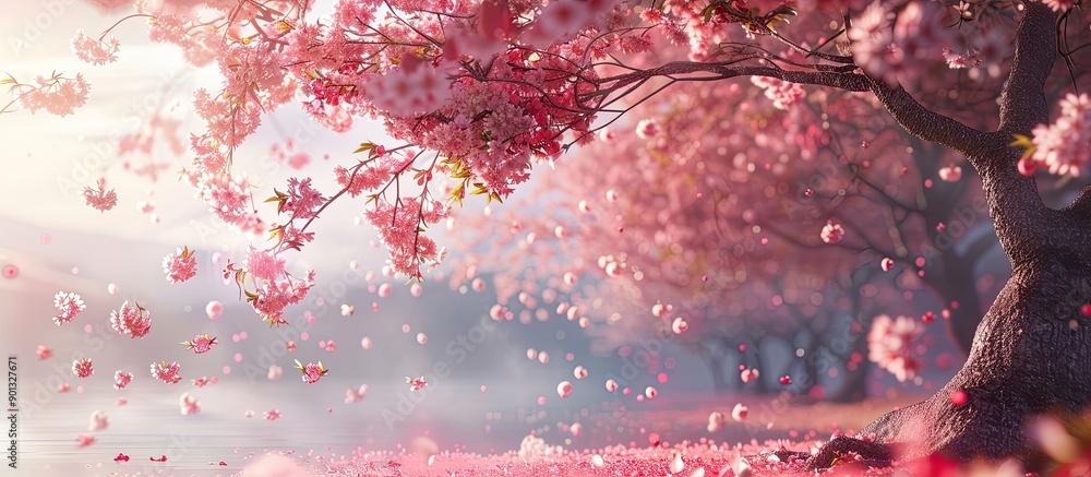 Aufkleber springtime cherry blossom on a tree with copy space image