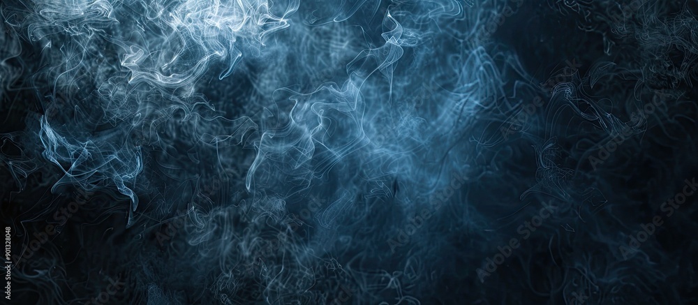 Poster Dark backdrop with elegant smoke swirls ideal for adding text in the copy space image