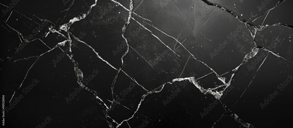 Poster luxurious black marble wall texture with abstract white cracks suitable for adding text or images co