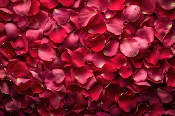 A close up of red rose petals. Concept of beauty and romance, as the petals are arranged in a way that creates a visually appealing pattern