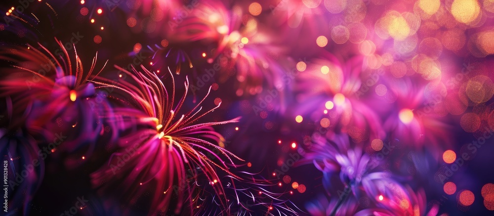 Poster celebrate new year with vibrant fireworks creating an abstract holiday background perfect for adding