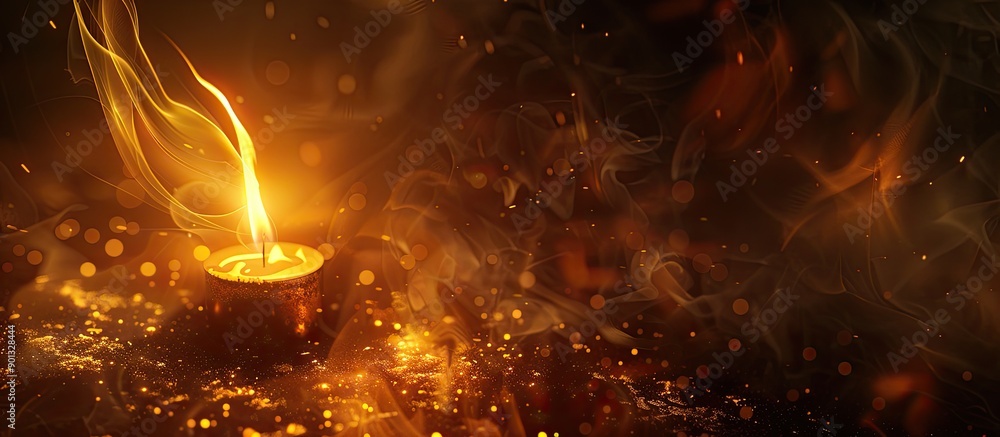 Leinwandbilder a flickering flame illuminates the shadowed setting creating a mesmerizing copy space image