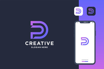 letter d p logo design for business brand inspiration