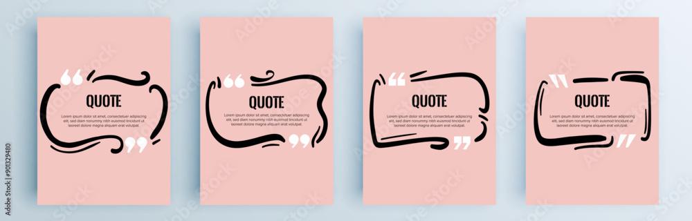 Aufkleber quote frames blank templates set. text in brackets, citation empty speech bubbles, quote bubbles. te