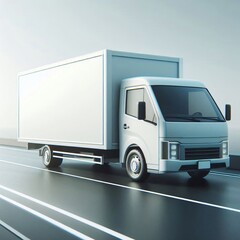 Fototapeta premium White delivery truck isolated side view vector illustration