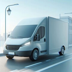 Naklejka premium White delivery truck isolated side view vector illustration