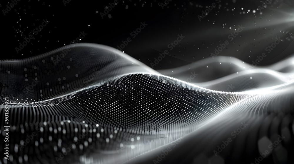 Poster abstract technology particles mesh background. generative ai.