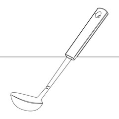 Continuous one single line drawing Kitchen ladle Kitchen tools icon vector illustration concept