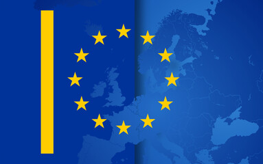 background as the flag of the European Union, Europe, EU, creative abstract, simplified border-map of Europe as european member states