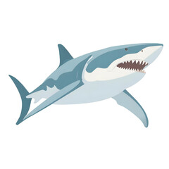 Naklejka premium A stylized illustration of a shark swimming gracefully, showcasing its powerful body and sharp teeth in a vibrant ocean scene, isolated on transparent or white background