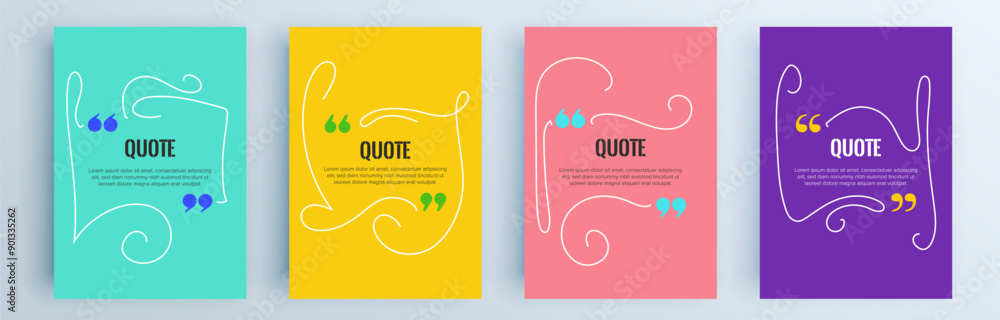 Poster quote frames blank templates set. text in brackets, citation empty speech bubbles, quote bubbles. te