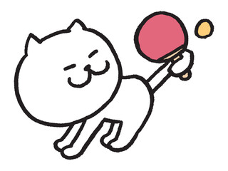 色々なスポーツをする目が細いかわいい白猫キャラ