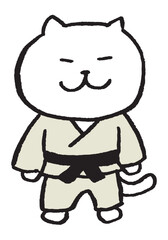 色々なスポーツをする目が細いかわいい白猫キャラ