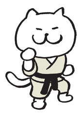 色々なスポーツをする目が細いかわいい白猫キャラ