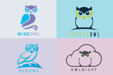 Collection of Owl Planet logo design. Vector template ready for use. Owl logo vector in modern colorful logo design. Owl creative icon logo design.