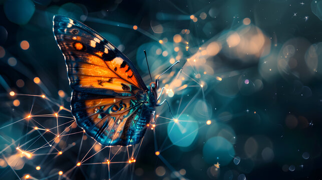 Background of beautiful abstract Business transformation innovation. Change from to high technology like butterfly life cycle. to imply with success future business growth concept or t. Generative Ai.