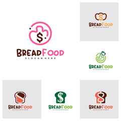 Set of Money with bread logo vector template, Creative bread money logo design concepts