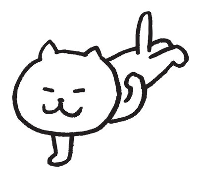 recommend clip art: 色々なスポーツをする目が細いかわいい白猫キャラ