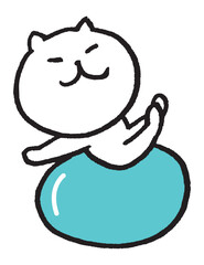 色々なスポーツをする目が細いかわいい白猫キャラ