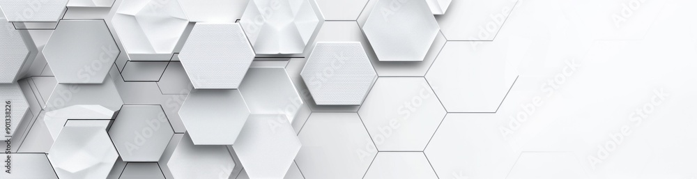 Poster abstract white hexagonal shapes on a light background with a modern, minimalistic design concept