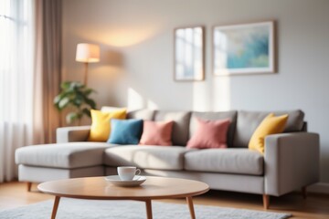 Modern living room with sofa contemporary decor and stylish furniture