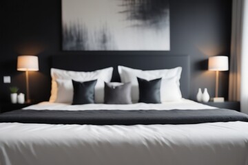 Luxurious hotel room bedding with plush pillows inviting for a restful stay