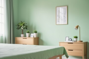 Cozy bedroom with a neatly made bed and decorative pillows