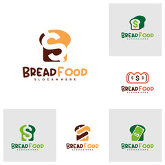 Set of Money with bread logo vector template, Creative bread money logo design concepts