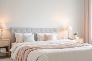 Cozy bedroom with a neatly made bed and decorative pillows featuring a lamp and elegant decoration