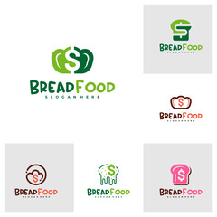 Set of Money with bread logo vector template, Creative bread money logo design concepts