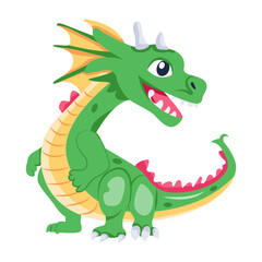 Happy dragon vector in flat style 

