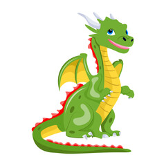 An icon of smiling dragon in flat style 

