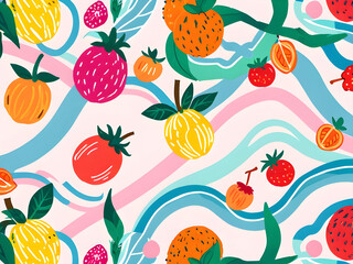 seamless pattern with fruits,Ai generated 