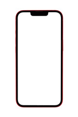 Smartphone mockup blank screen red border white background