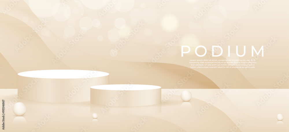 Aufkleber modern product podium design with bokeh effect and wave. relstick product showcases background art. 