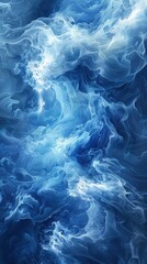 Obraz premium Ocean Waves Abstract in Swirling Blue Shades