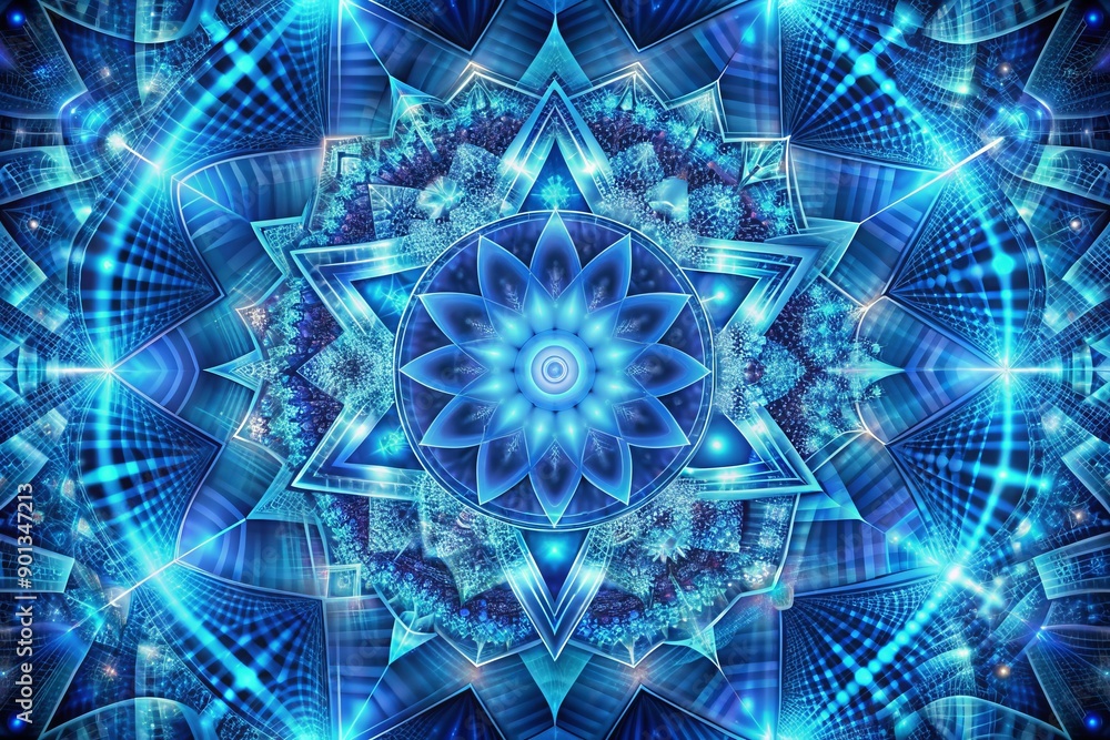 Aufkleber vibrant abstract background featuring intricate geometric lines and shapes in various shades of blue