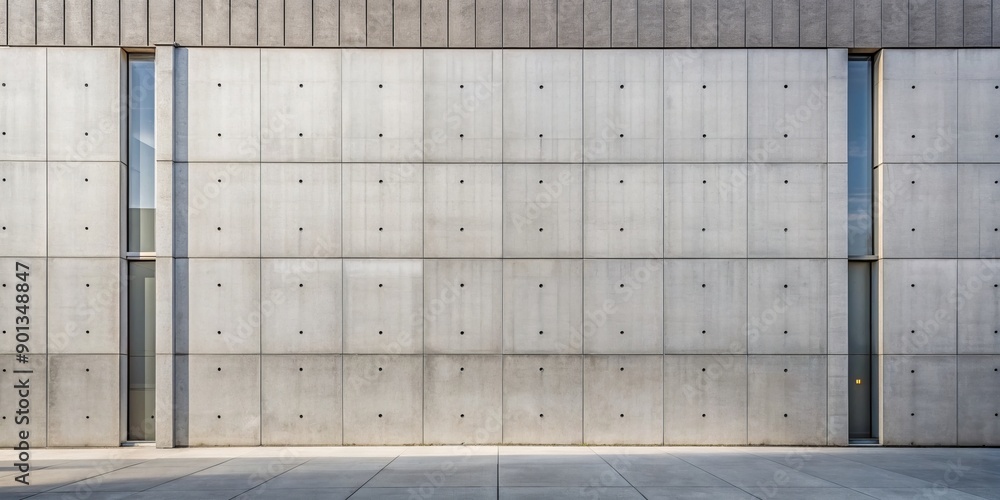 Poster modern architectural detail featuring a smooth concrete wall with a symmetrical pattern of subtle gr
