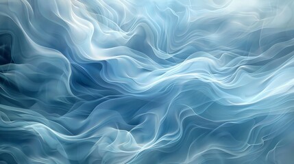Obraz premium Ocean Waves Abstract in Swirling Blue Shades