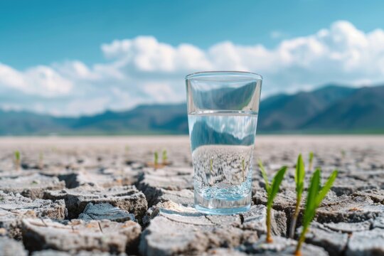 A depiction of dehydration affecting water supply, highlighting scarcity as a significant environmental challenge