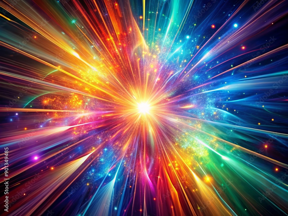 Poster vibrant 3d render showcasing abstract energy through a mesmerizing fusion of colors and light, with 