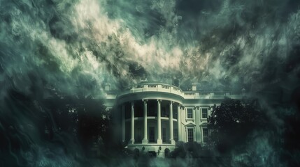 US divided concept. Storm Clouds Over the White House