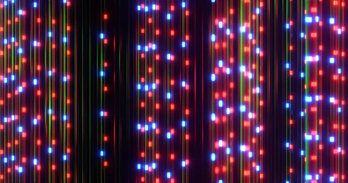 Green red blue technological background, data movement, traffic interception, information encryption, abstract Christmas background, motion graphics, electron movement, 3d rendering