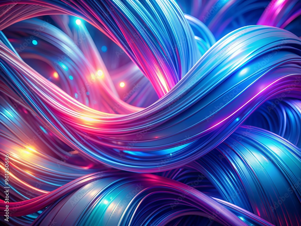 Aufkleber vibrant twisted strands of neon light create a mesmerizing holographic flow background with a 3d eff
