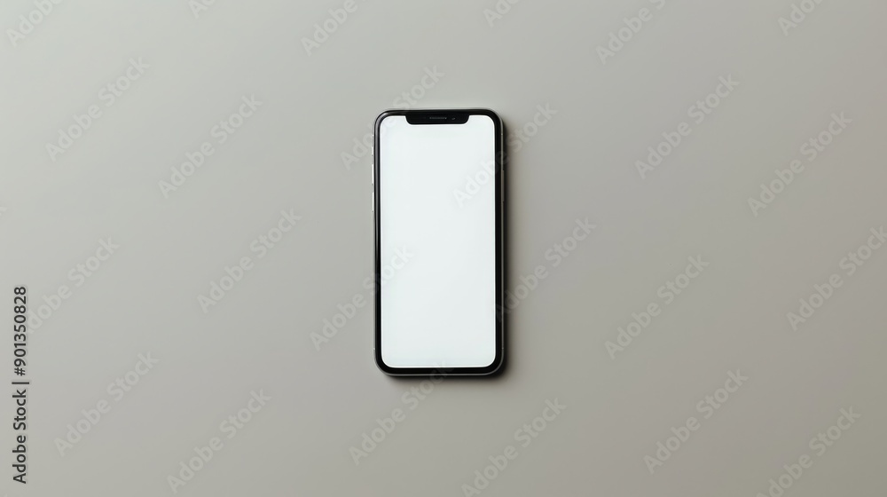 Poster this image presents a modern smartphone with a glowing white screen, placed against a neutral backgr